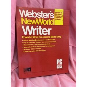 Websters New World Writer IBM PC 5.25" Disks  1988 Word Processor MS-DOS 2.0